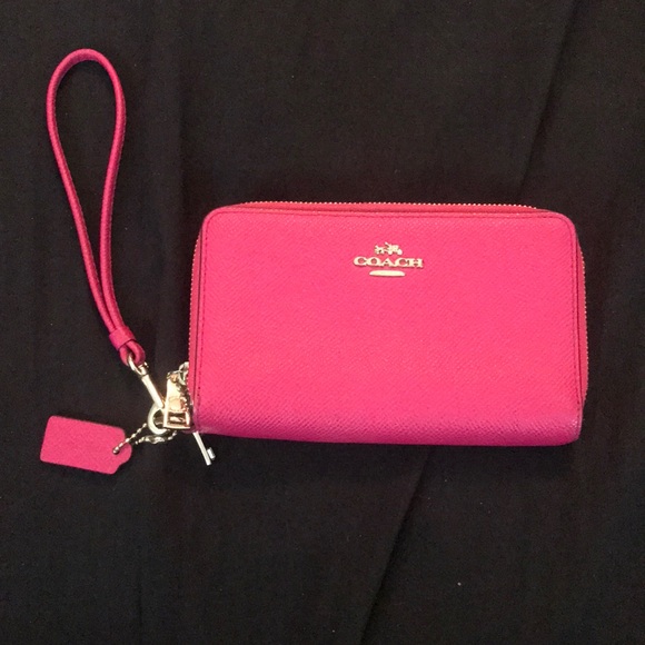 Coach Handbags - Coach Pink Compartment Wristlet Wallet